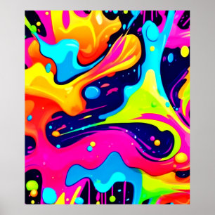 Neon-Chaos-Flüssigfarbenexplosion Poster