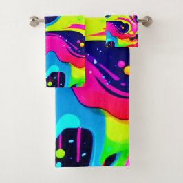 Neon Chaos Liquid Color Explosion Badhandtuch Set