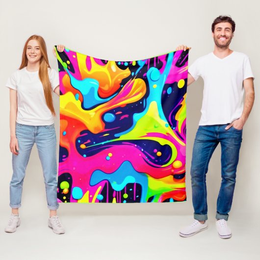 Neon Chaos Liquid Color Explosion Fleecedecke (Beispiel)