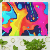Neon Chaos Liquid Color Explosion Geschirrtuch (Gefaltet)