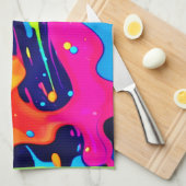 Neon Chaos Liquid Color Explosion Geschirrtuch (Viertel Falte)