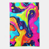 Neon Chaos Liquid Color Explosion Geschirrtuch (Vertikal)