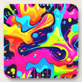 Neon Chaos Liquid Color Explosion Getränkeuntersetzer
