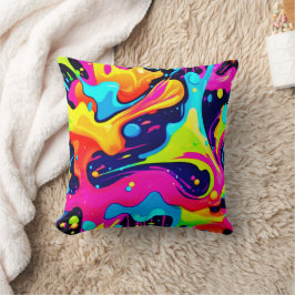 Neon Chaos Liquid Color Explosion Kissen