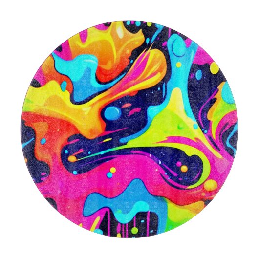 Neon Chaos Liquid Color Explosion Schneidebrett (Vorderseite)