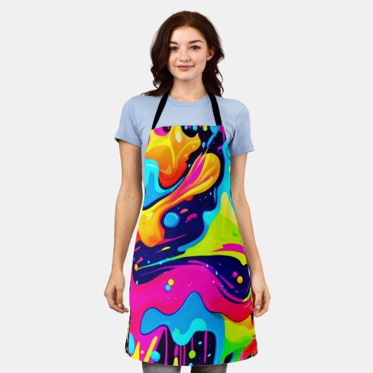 Neon Chaos Liquid Color Explosion Schürze (Getragen)