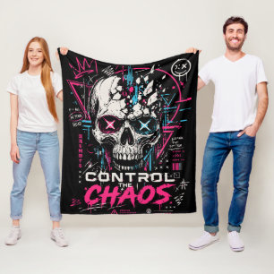 Neon-Chaos-Totenkopf-Ästhetik Fleecedecke