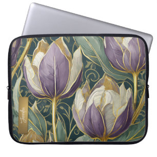 Neon Charlie Chamäleon, Textil Regenwald Collage Laptopschutzhülle