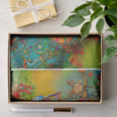 Neon Charlie Chameleon, Textile Regenwald Collage Seidenpapier (Geschenk)