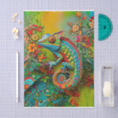 Neon Charlie Chameleon, Textile Regenwald Collage Seidenpapier (Handwerk)