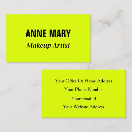 Neon Chartreuse Gelb Schwarz Cool Visitenkarte (Vorne/Hinten)