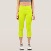 Neon Chartreuse Solid Color | Classic Capri Leggings (Vorderseite)