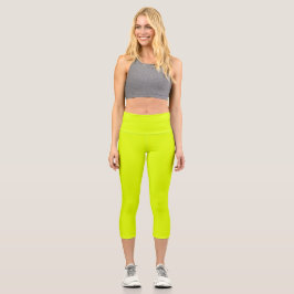 Neon Chartreuse Solid Color | Classic Capri Leggings