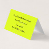Neon Chartreuse Yellow Custom Colorful Bright Visitenkarten (Rückseite)
