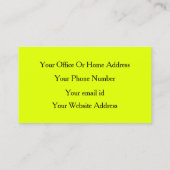 Neon Chartreuse Yellow Fluorescent farbenfrohe Hel Visitenkarte (Rückseite)