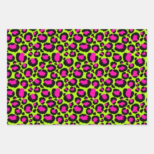 Neon Cheetah Pattern, Boys Girls & Kids, Leopard Geschenkpapier Set (Vorderseite 3)