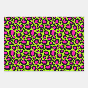 Neon Cheetah Pattern, Boys Girls & Kids, Leopard Geschenkpapier Set