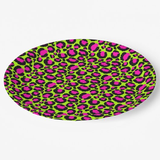 Neon Cheetah Pattern, Boys Girls & Kids, Leopard Pappteller (Schrägansicht)