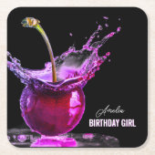 Neon Cherry Personalisiert Rechteckiger Pappuntersetzer (Vorderseite)