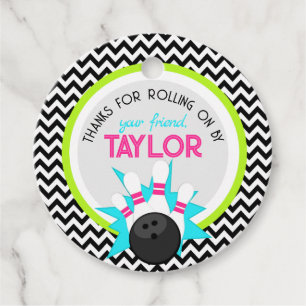 Neon-Chevron-Bowling-Geburtstags-Geschenkanhänger Geschenkanhänger