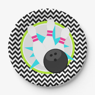 Neon-Chevron-Bowling-Papierteller Pappteller