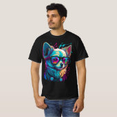 Neon Chihuahua in Sonnenbrille Cool Psychedelische T-Shirt (Vorne ganz)