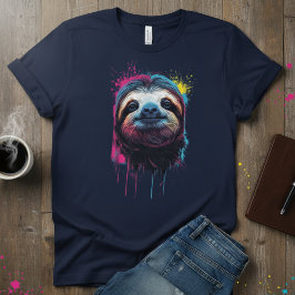 Neon Chill — Color Splash Faultier, Künstlerisches T-Shirt