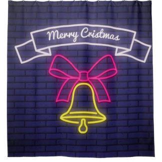 Neon Christmas Bell Duschvorhang