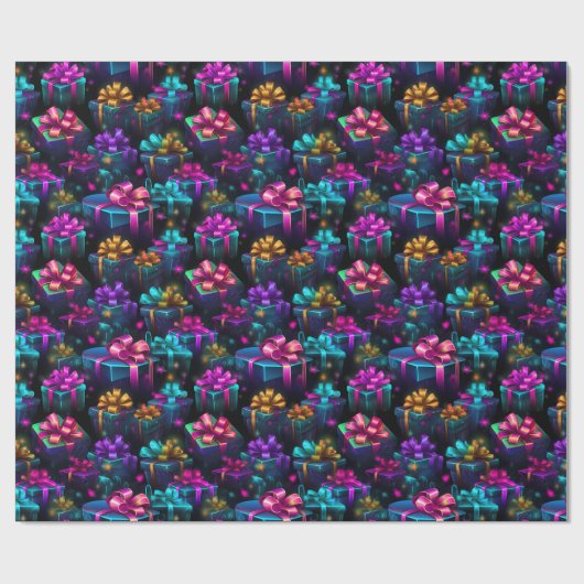 Neon Christmas Geschenke Geschenkpapier (Flach)