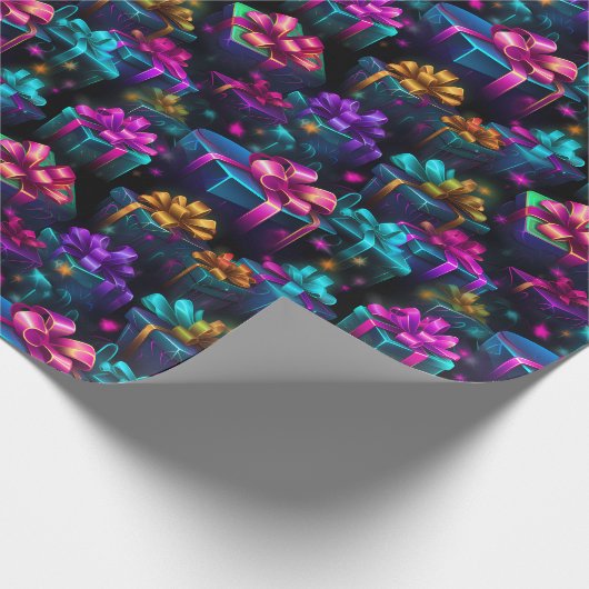 Neon Christmas Geschenke Geschenkpapier (Ecke)