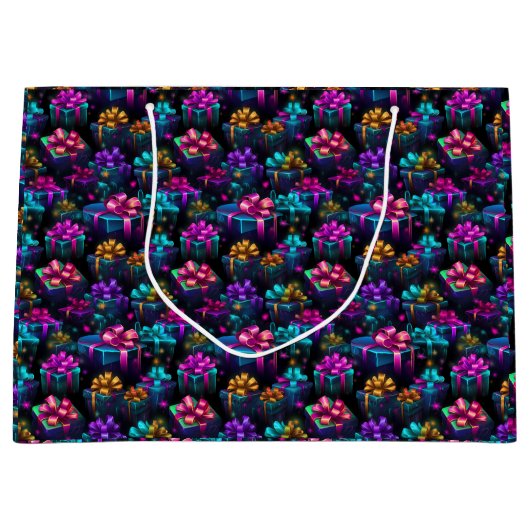 Neon Christmas Geschenke Große Geschenktüte (Vorderseite)