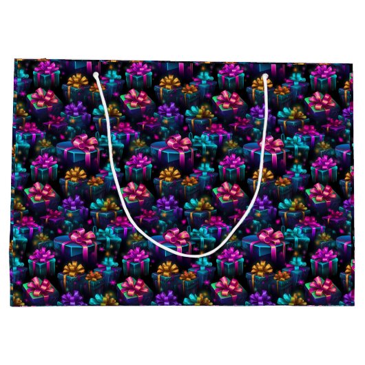 Neon Christmas Geschenke Große Geschenktüte (Rückseite)