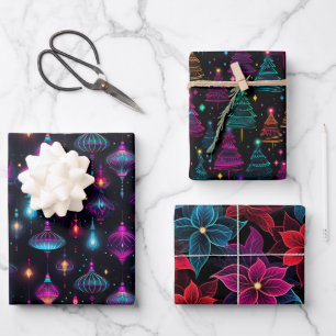 Neon Christmas Geschenkpapier Set