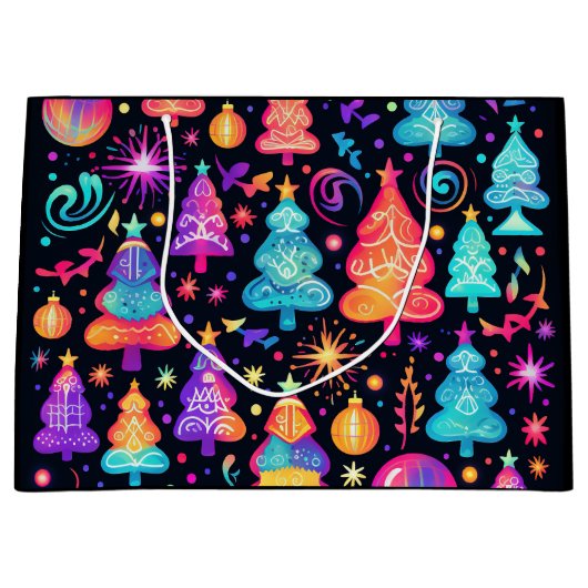 Neon Christmas Große Geschenktüte (Vorderseite)