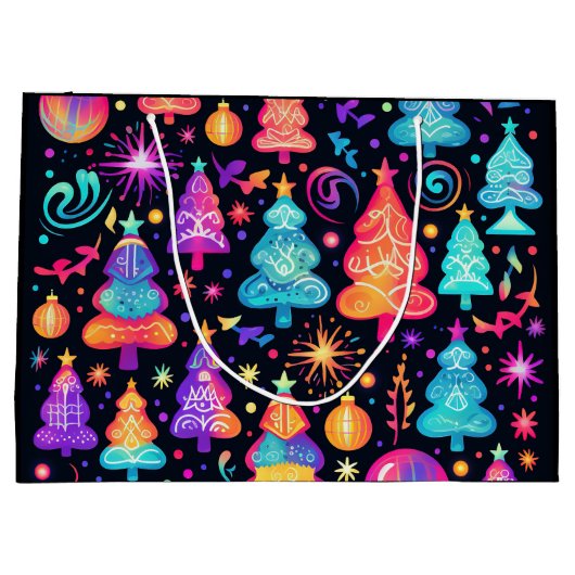 Neon Christmas Große Geschenktüte (Rückseite)