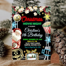 Neon Christmas Movie Night Kindergeburtstag Party