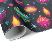 Neon Christmas Ornaments Geschenkpapier (Rolleneckpunkt)