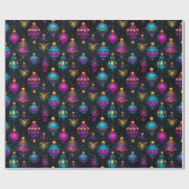 Neon Christmas Ornaments Geschenkpapier (Flach)