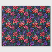 Neon Christmas Poinsettias Geschenkpapier (Flach)