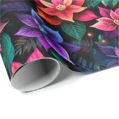 Neon Christmas Poinsettias Geschenkpapier (Rolleneckpunkt)