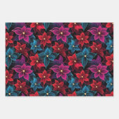 Neon Christmas Poinsettias Geschenkpapier Set (Vorderseite 2)