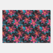 Neon Christmas Poinsettias Geschenkpapier Set (Vorderseite)