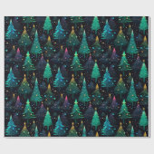 Neon Christmas Tree Geschenkpapier (Flach)
