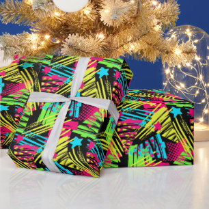 Neon Christmas Tree Musterpapier Geschenkpapier