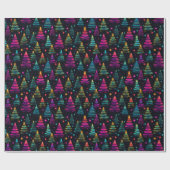 Neon Christmas Trees Geschenkpapier (Flach)
