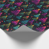 Neon Christmas Trees Geschenkpapier (Ecke)