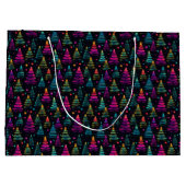 Neon Christmas Trees Große Geschenktüte (Rückseite)