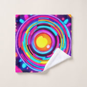 Neon Circle Vortex Muster Badhandtuch Set (Waschlappen)