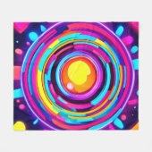 Neon Circle Vortex Muster Fleecedecke (Vorderseite (Horizontal))
