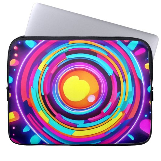 Neon Circle Vortex Muster Laptopschutzhülle (Vorderseite)
